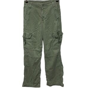 American Eagle Stretch Cargo Pants Womens 6 WIde Leg Strap D Ring Military Cargo